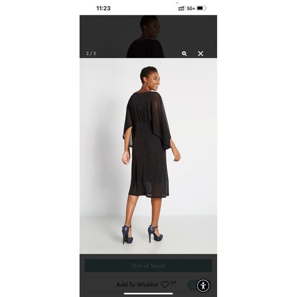 ModCloth Dress Size S Promised You Heaven Mesh Midi Shimmer Mesh Batwing Sleeves - Picture 2 of 9